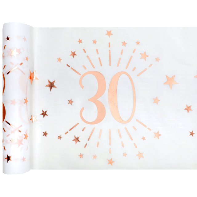 Elegant Rose Gold 30th Birthday Table Runner - Elevate Your Party With Stylish Aesthetics