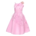 thumbnail image 3 of Jhaoyu Robe de Demoiselle d'Honneur pour Enfants, Satin Brodé, Concours, Bal, Fête Formelle, Tulle, Tutu, Robe de Bal, Rose, 6, 3 of 5
