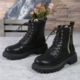 thumbnail image 3 of B91xZ Womens Wedge Boots Waterproof Plush Chelsea Bootie Chelsea Boot,Black 8, 3 of 5