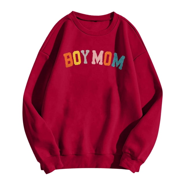 HNMKIU Chandails pour Femmes Garçon Chandail Maman Chandail pour Femmes Maman Chandail Vie de Maman Chandail pour Maman Chandail à Capuchon Mode Maman Col Rond Chandail
