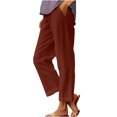 thumbnail image 1 of Dealovy Womens Cotton Linen Pants Plus Size Elastic High Waisted Solid Color Lightweight Summer Trousers, 1 of 6