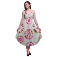 thumbnail image 1 of Bimba Robe Midi Imprimée Teinture sur Nœuds pour Femmes Été Col en V Tenue de Vacances-TTG, 1 of 1