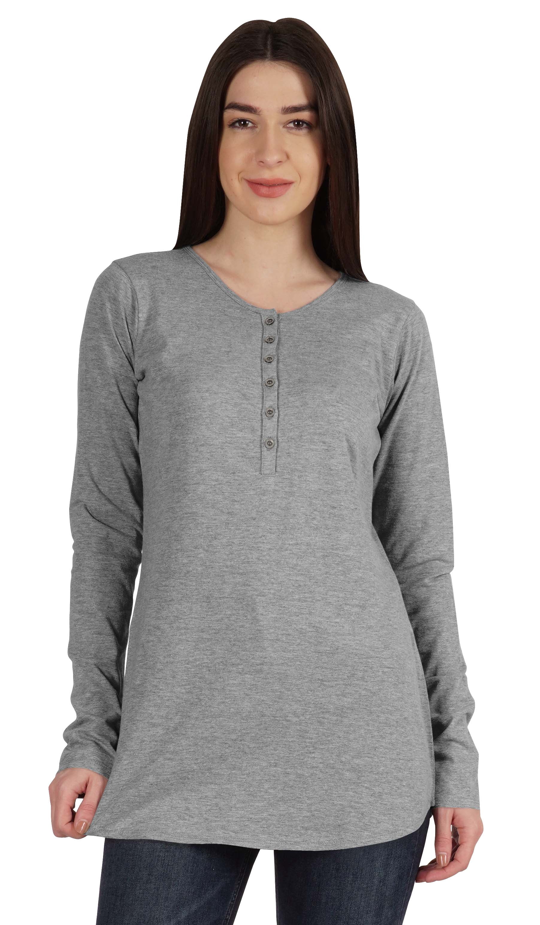 Inkmeso Tshirt With Buttons Jersey Tee Long Sleeve Top For Women