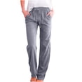 thumbnail image 1 of Timegard Womens Cotton Linen Pants Elastic Waisted Drawstring Straight Leg Solid Color Casual Pants, 1 of 6