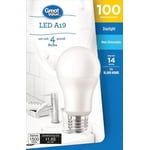 Great Value 100W A19 Lumière du jour LED Ampoules 4-pack