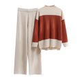 thumbnail image 1 of Yuyuzo Womens Ribble Knit 2 Piece Sets Long Sleeve Turtleneck Pullover Sweaters with Straight Leg Pants Suits, 1 of 7