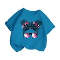 thumbnail image 3 of WEIYLL T-Shirts Filles Imprimé Mignon Col Rond Manches Courtes Été Décontracté Hauts Enfant pour 11-12 Ans, 3 of 5