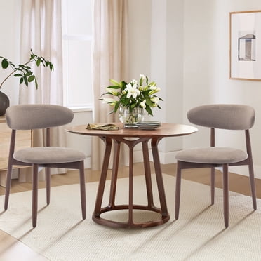 MALOL Chaises de Salle à Manger en Bois, Ensemble de 2, Chaises Latérales de Cuisine Modernes Rembourrées en Tissu, Chaise de Salle à Manger Style Ferme avec Coussin Épais et Patins, Camel