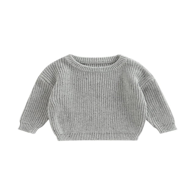 Chandail pour Bébé Garçon Fille Col Rond Manches Longues Pull Tricoté Chaud Automne Hiver Vêtements Beige 5-6 Ans