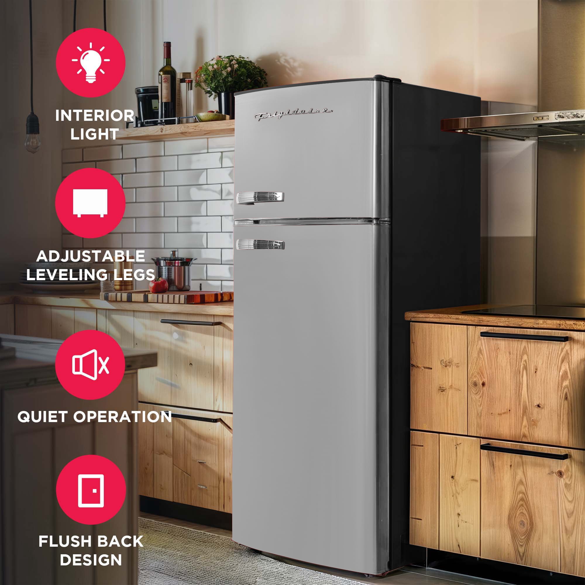 Réfrigérateur Frigidaire rétro 7,5 pi³, réfrigérateur compact à congélateur supérieur, format appartement, platine
