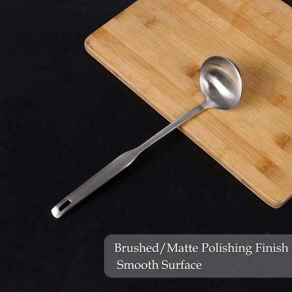 Unique Bargains 9.8' Stainless Steel Soup Ladle Spoon Brushed Finish Restaurant Kitchens Scoop Flatware Cooking Supplies Silver Tone