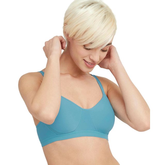 Hanes Womens X-Temp Foam Wirefree Bra, M, Milky Way Blue Heather
