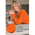 thumbnail image 4 of ORUYROP Women's Crewneck Batwing Long Sleeve Sweater 2023 Fall Oversized Ribbed Knit Side Slit Pullover Top, 4 of 7
