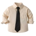 thumbnail image 2 of Hiiyo Big Boys Long Sleeve Dress Shirt School Uniform Solid Color Button Down Shirt, Sizes 6M-9Y, 2 of 4