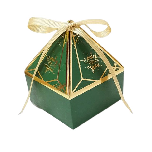 50Pcs Candy Box with Ribbon Container Paper Chocolate Ribbon for Wedding Birthday Cookie Packaging Boxes Party Baby Shower Favor Decorations Supplies Green S