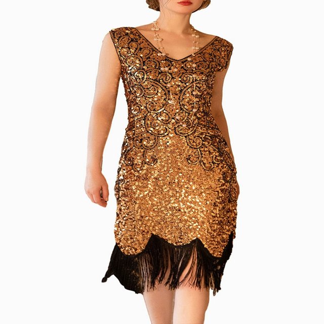 Robe Sans Manches Vintage à Paillettes pour Soirée Cocktail