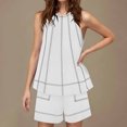 thumbnail image 2 of Womens Two Piece Lounge Set Summer Vacation Outfits Patchwork Sleeveless Tank Top and Shorts Sets with Pockets, 2 of 8
