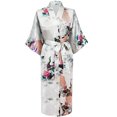 thumbnail image 2 of Penkiiy Peignoirs en Soie Simulée pour Femmes Peignoirs pour Femmes Kimono Paon Longue Robe de Chambre Robe Japonaise Robe L Blanc, 2 of 4