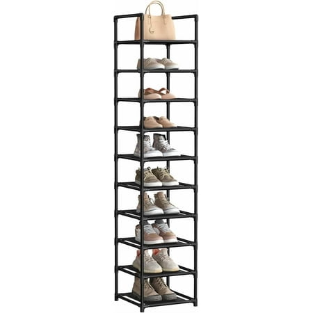 SONGMICS HOME Shoe Rack, 10-Tier Shoe Shelf Organizer, Shoe Tower, 10 Pairs, for Closet, Entryway, Black