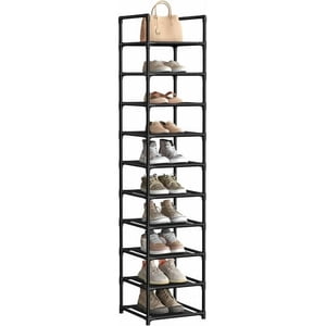 SONGMICS HOME Raquette de chaussures, 10-Tier Organisateur de étagère de chaussures, Tour de chaussures 10 Paires, pour le placard, Entrée, Noir