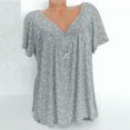 thumbnail image 5 of Pompotops Women Plus Size Short Sleeves V-Neck Print Blouse Pullover Tops Shirt, 5 of 5