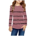 thumbnail image 2 of AherBiu T-Shirts à Manches Longues pour Tout-Petites Filles, Col Ras du Cou Décontracté, Rayés, T-Shirts pour Enfants Confortables d'Automne, Hauts pour Enfants, 2 of 6