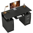 thumbnail image 1 of HOMCOM Bureau d'Ordinateur de 47 Pouces avec Plateau pour Clavier et Tiroirs de Rangement Noir, 1 of 10