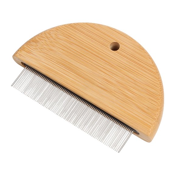 Peigne en Bois pour Chien pour Enlever les Puces et les Nœuds avec Dents en Acier Inoxydable Peigne de Nettoyage des Poils d'Animaux
