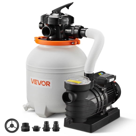 VEVOR 13 in Sand Filter Pump for Above Ground Pool, 0.75 HP 3500 GPH, Swimming Pool Sand Filter Pump with Pre-Assembled Core & Leak-Resistant Design, 6-Way Valve