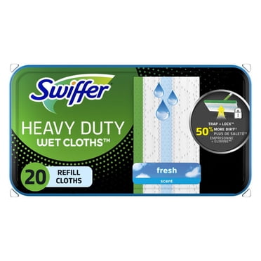 Swiffer Heavy Duty Mop Wet Multi-Surface Cloth Refills for Floor Mopping and Cleaning, Outdoor Window Fresh Scent, 20 Count