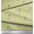 thumbnail image 2 of Soimoi Tissu Modal Satin Imprimé Carottes & Lapins au Mètre 42 Pouces de Large, 2 of 5