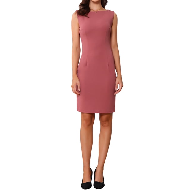 INSPIRE CHIC Robe Fourreau d'Halloween pour Femme Sans Manches à Encolure Bateau Robe de Bureau Rouge Foncé m