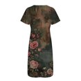 thumbnail image 5 of Ovzne Robes pour Femmes 2025 Robe Femme Couleur Unie Ample Décontractée Mode Imprimée Manches Courtes Col en V Mi-Mollet Robe Manches Courtes Col en V Robe de Vacances Manches Courtes, 5 of 5
