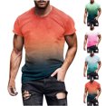 thumbnail image 1 of CFLVAEK T-Shirts pour Hommes Grande Taille Été Décontracté Manches Courtes T-Shirt Confortable Col Rond T-Shirt Mode Dégradé T-Shirts Graphiques Rose m, 1 of 6