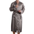 thumbnail image 2 of Men Solid Casual Long Sleeves Lace-up Home Pocket Long Pajama Robe, 2 of 8