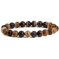 thumbnail image 1 of Bracelet Extensible Unisexe en Perles Rondes 8 mm en Agate à Bande Brune avec Pierre Précieuse 7 Pouces, 1 of 2