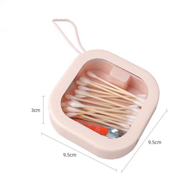 Portable Travel Push Box for Hair Jewelry & Cosmetics | ABS Material Organizer with Silicone Rope | 3.9"x3.9"x1.2" Storage Container for Girls Accessories
