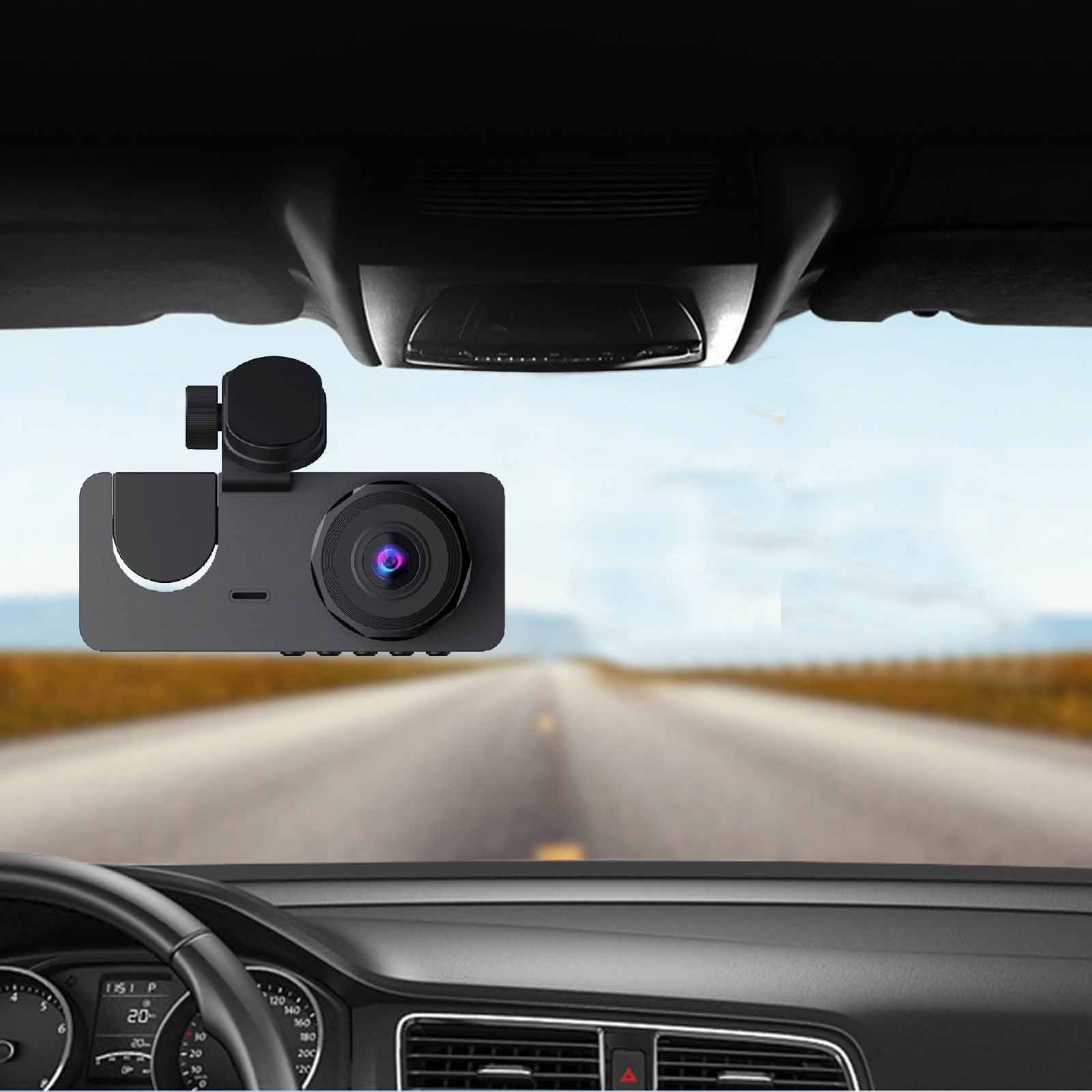 TIMIFIS 3 Channel Dash Cam Front And Rear Inside,HD 1080P Dash Camera,170°+140° Wide Angle,IR Night Vision,Loop Recording,G-Sensor -