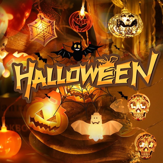 Halloween light string spider skull ghost holiday decorative lights room atmosphere scene arrangement pumpkin light string