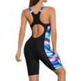 thumbnail image 2 of Charmo Women's Boyleg Swimsuits Racerback Athletic One Piece Bathing Suits Knee Length Bodysuits, 2 of 6