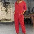 thumbnail image 1 of Combinaisons pour Femmes Hiver Combinaison Décontractée pour Femmes Couleur Unie à Boutons Pantalon Combinaison d'Automne en Liquidation, 1 of 6