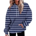 thumbnail image 1 of IMENGL Striped oversized plus size hoodie, Blue 3XL, Size M-5XL, 1 of 4
