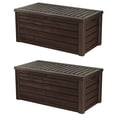 thumbnail image 1 of Keter Westwood Outdoor 150 Gal Deck Storage Box for Tools, Brown (2 Pack), 1 of 10