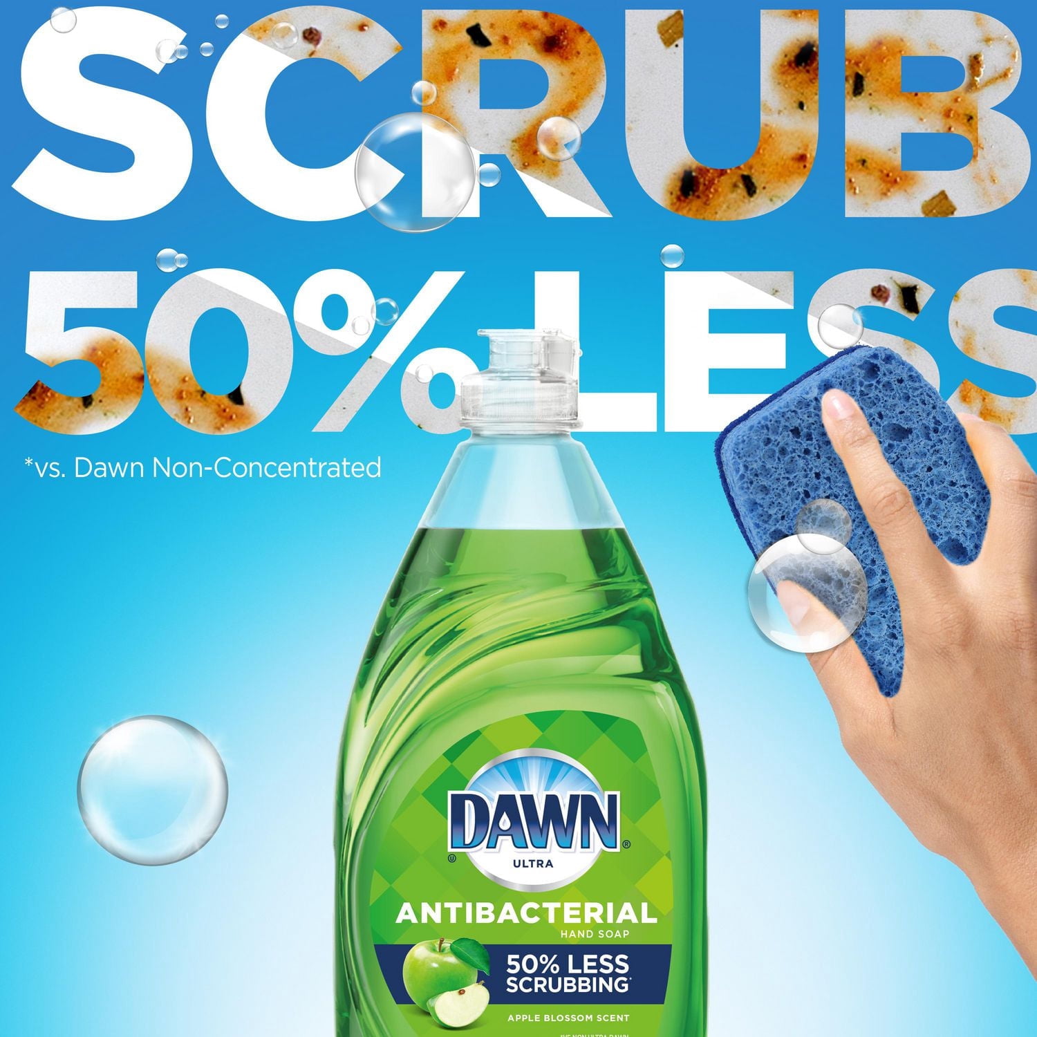 Dawn Ultra Antibactérien Liquide à Vaisselle Savon à Vaisselle, Parfum Fleurs de Pommier 2.64L
