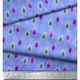 thumbnail image 2 of Soimoi Blue polyester Crepe Fabric Peacock Feather Printed Fabric 1 Yard 42 Inch Wide, 2 of 3