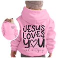 thumbnail image 1 of PMVFHDE Sweat-Shirt Fille Automne et Hiver Imprimé Lettre Col Rond Manches Longues Chandail à Capuchon Décontracté Rose, 4-5 Ans, 1 of 5