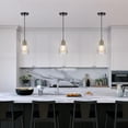 thumbnail image 3 of 1-Light Matte Black Pendant Light with Ribbed Glass Shade and Matte Brass Accent, 3 of 8