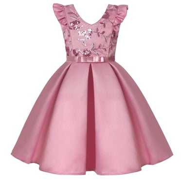 hoksml Summer Dresses, Girls Dresses, Children's Sequin Dress Skirt Flying Sleeve Girl Dress Festival Party Princess Dress Clearance