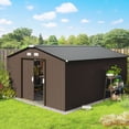 thumbnail image 2 of Outsunny 11' x 13' Garden Storage Shed w/ Steel Foundation Kit, Brown, 2 of 10