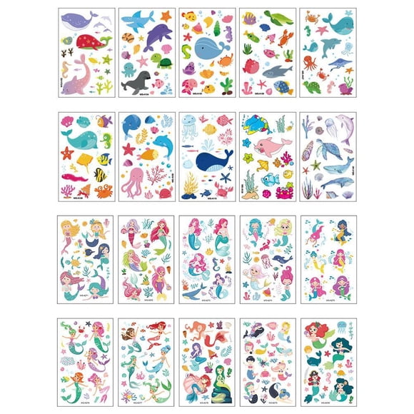 20 Sheet Temporary Tattoos for Kids Cute Mixed Style Tattoo Stickers Cartoon Tattoo Stickers Waterproof and Long-lasting Kids Stickers Decor